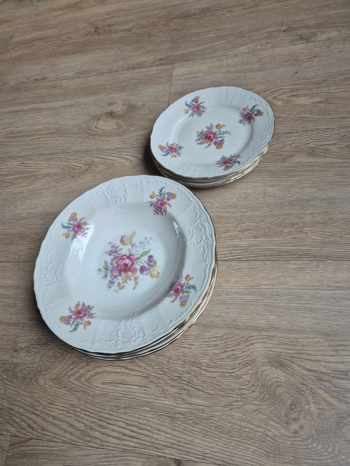 Vintage Bernadotte en Bavaria servies met bloemen en goud, Ophalen