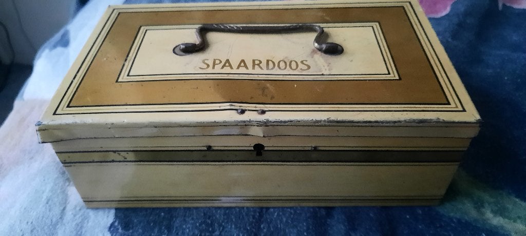 blik spaardoos afm 11,5 x 20,5 x 7 cm, Ophalen of Verzenden, Gebruikt, Overige