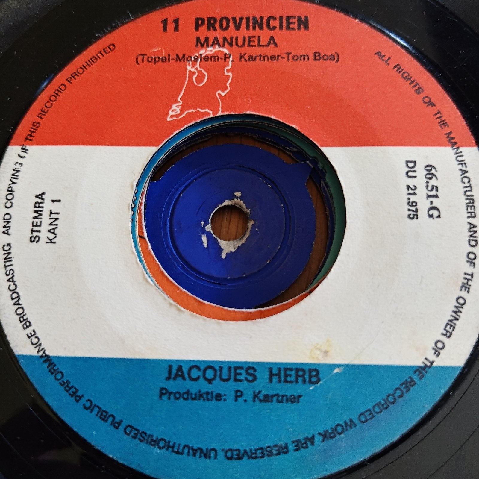 Jacques Herb -  Manuela 7 inch Vinyl Single, Gebruikt, 7 inch, Ophalen of Verzenden, EP