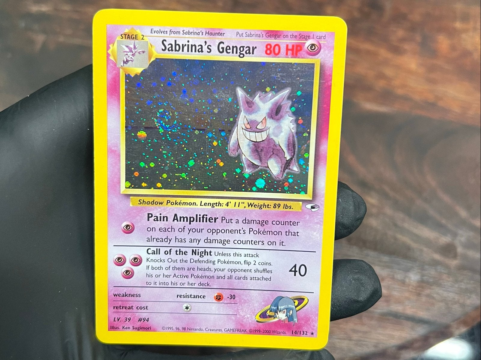 Sabrina's Gengar 14/132 Holo - Gym Challenge Pokémon Kaart, Ophalen of Verzenden, Gebruikt, Losse kaart, Foil