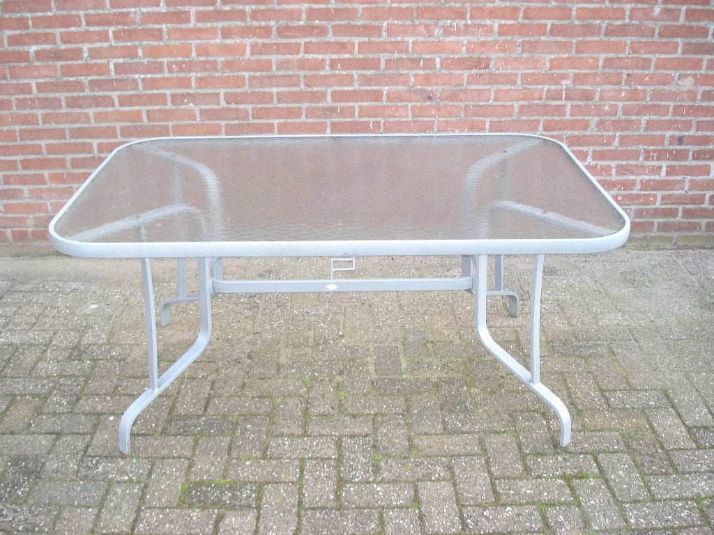 Tuintafel  Aluminium   153 x 98 cm   zeer nette staat, Ophalen, Zo goed als nieuw, Rechthoekig, Aluminium