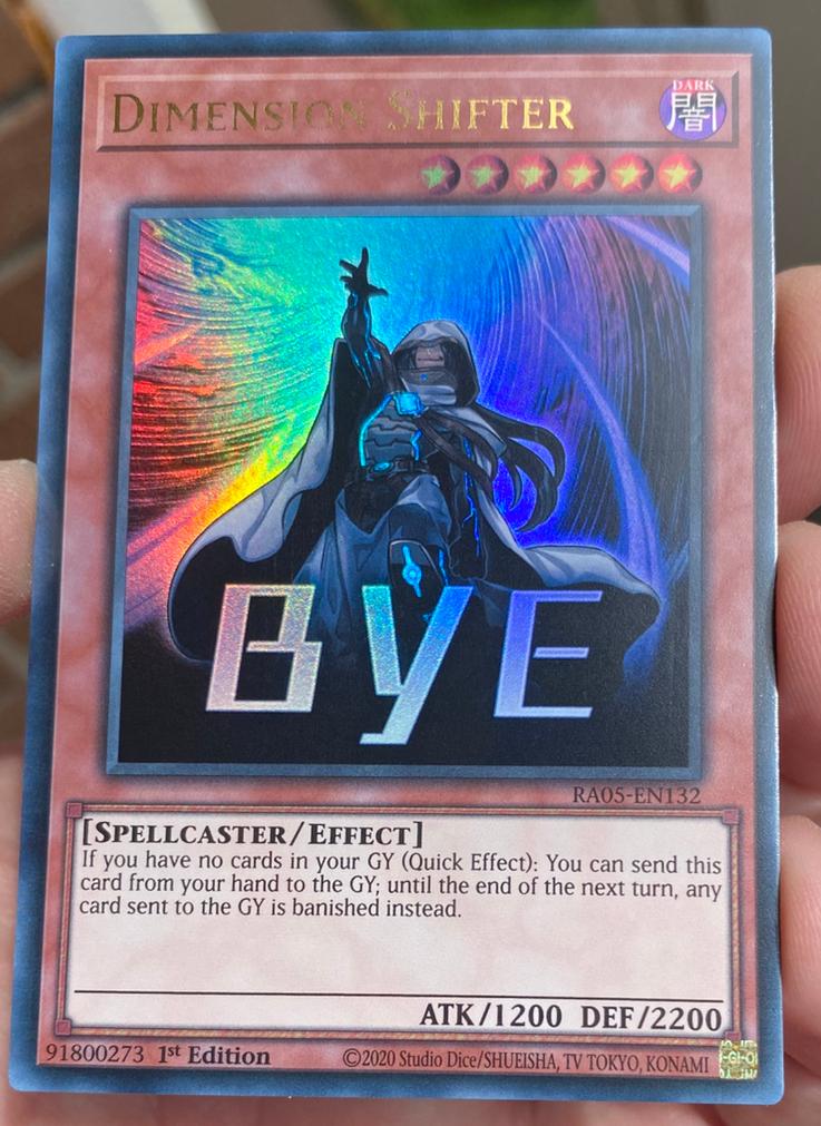 Yu-Gi-Oh! Stamped Dimension Shifter RA05 1st Edition !, Ophalen of Verzenden, Zo goed als nieuw, Losse kaart, Foil