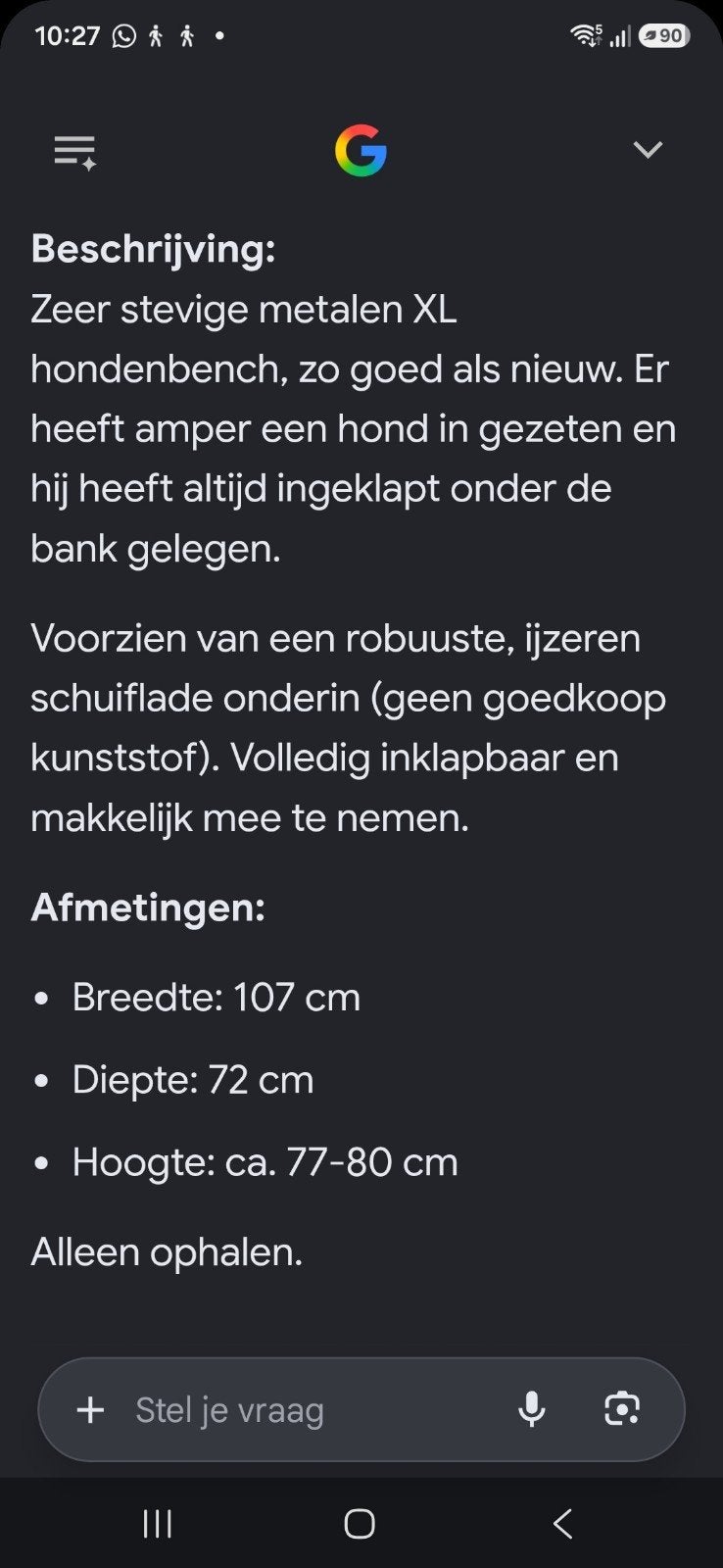 Bench ( nieuw) staat al tijdje binnen in de kast.., Dieren en Toebehoren, Ophalen, Nieuw