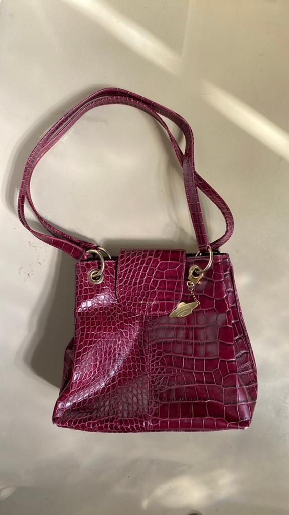 Fabienne Chapot leten burgundy rode tas leer leather wine, Ophalen of Verzenden, Zo goed als nieuw, Rood, Handtas