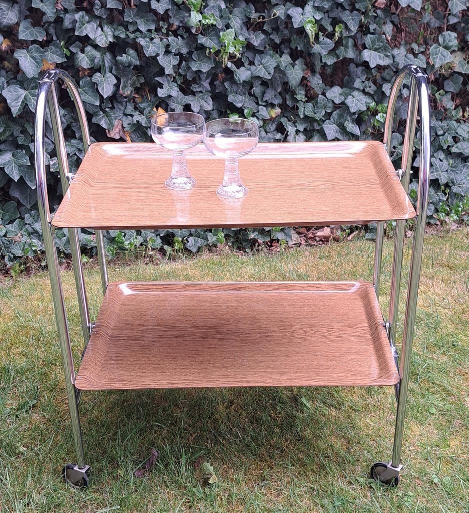 Vintage serveerwagen inklapbaar borrelen tuin BBQ camper, Huis en Inrichting, Ophalen, Rechthoekig, Minder dan 55 cm, 60 cm of meer