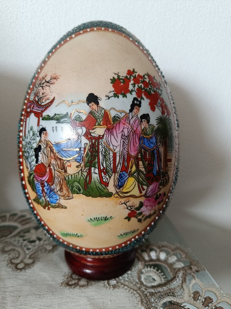 groot bijzonder Satsuma style decoratie ei 20cm, China, Ophalen of Verzenden, 20 cm, Handgemaakt