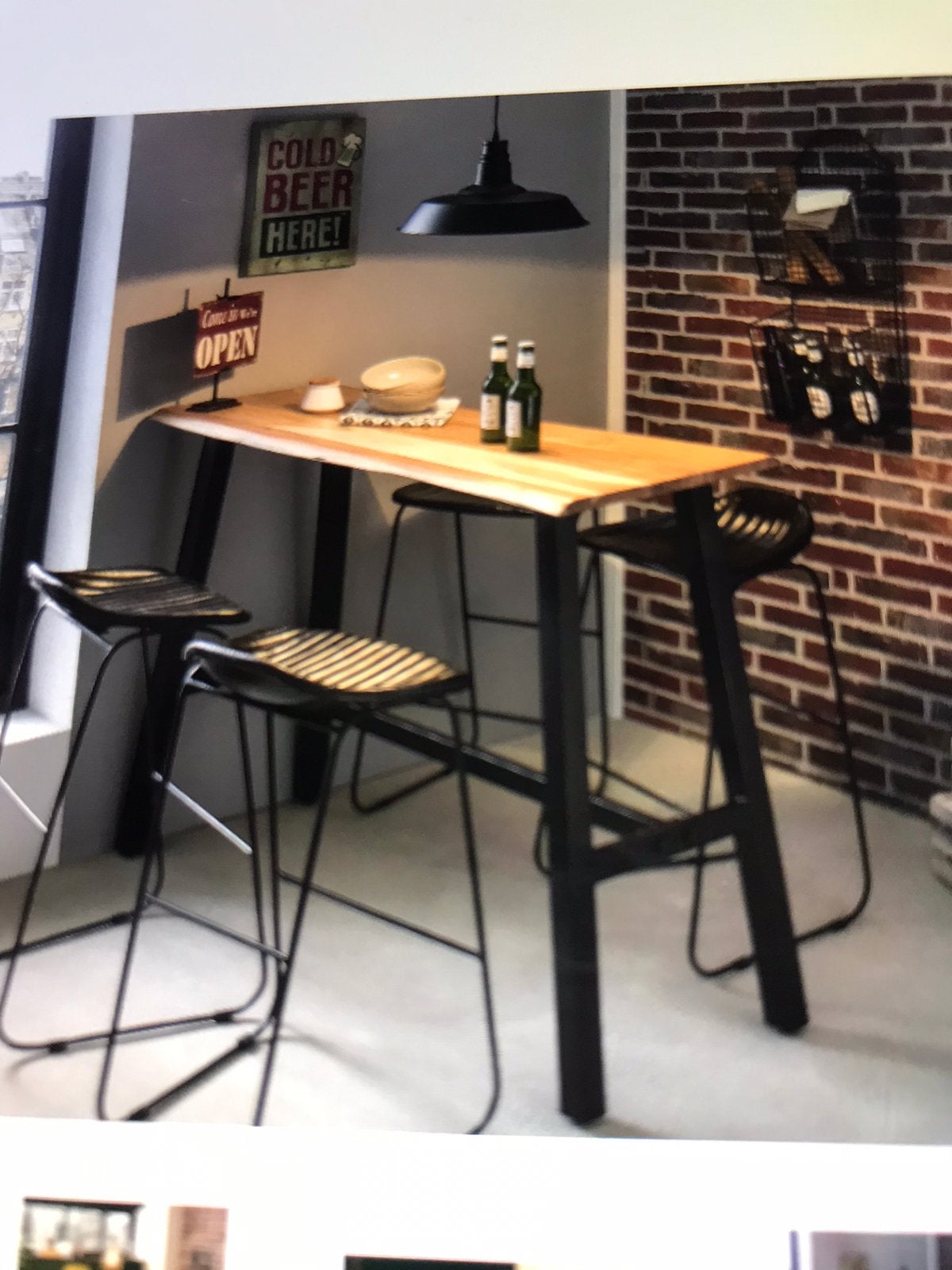 Bartafel boomstamhout metaal frame zwart nieuw, Huis en Inrichting, Tafels | Eettafels, Ophalen, Nieuw