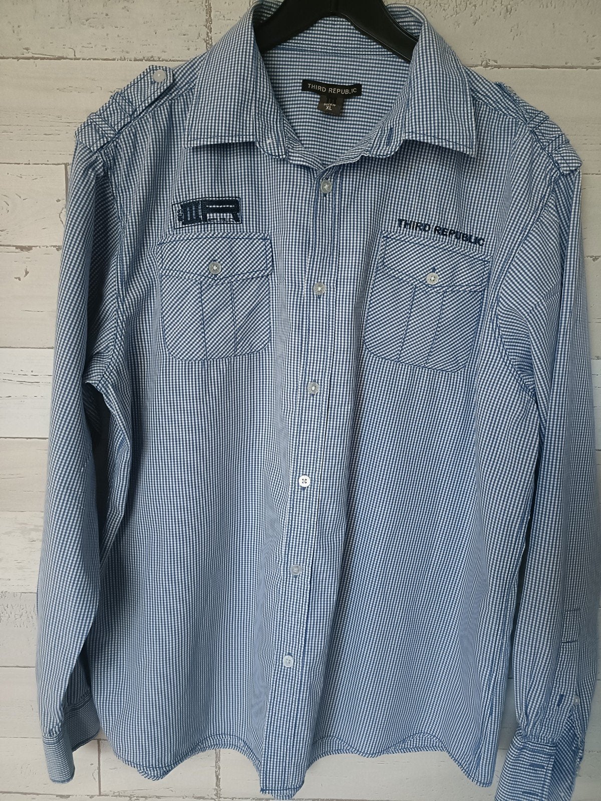 Third Republic overhemd XL blauw geruit, Kleding | Heren, Blauw, Ophalen of Verzenden, Zo goed als nieuw, Third Republic