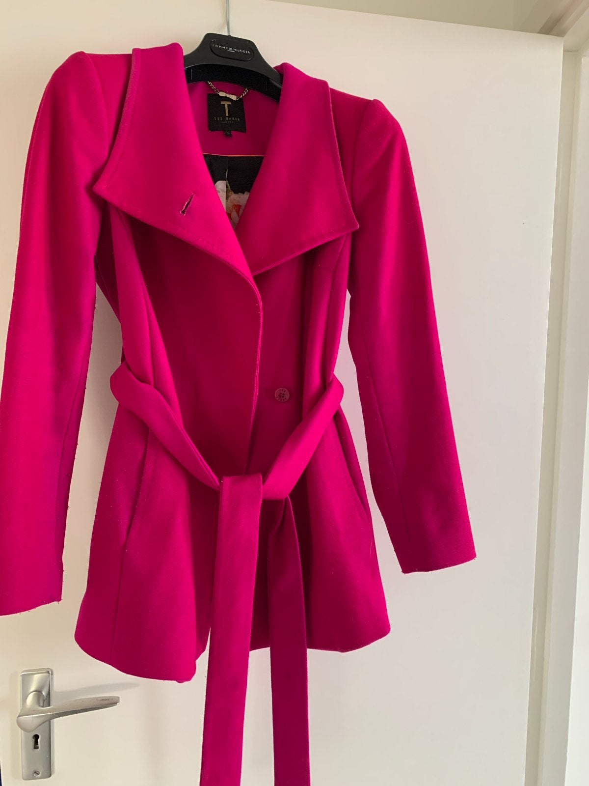 Ted Baker fuchsia roze wollen jas maat 36 (S), Kleding | Dames, Jassen | Winter, Ophalen of Verzenden, Zo goed als nieuw, Maat 36 (S)