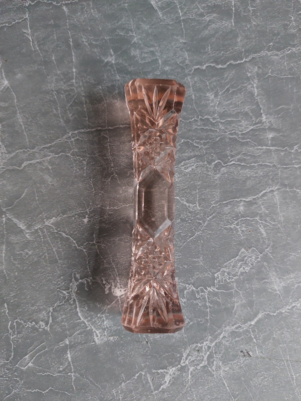 Roze glazen  met geslepen patroon - 8.5 cm, Ophalen of Verzenden