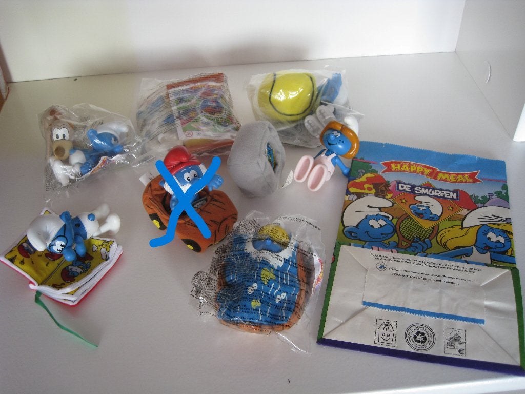 6 smurfen McDonald's Happy Meal 2002 + verpakking, Ophalen of Verzenden, Nieuw, Verschillende Smurfen, Poppetje, Figuurtje of Knuffel