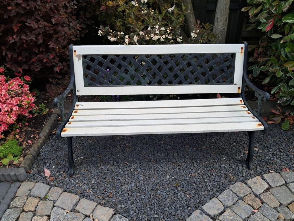 Gietijzeren tuinbankje, Tuin en Terras, Tuinbanken, Ophalen, Gebruikt, Metaal