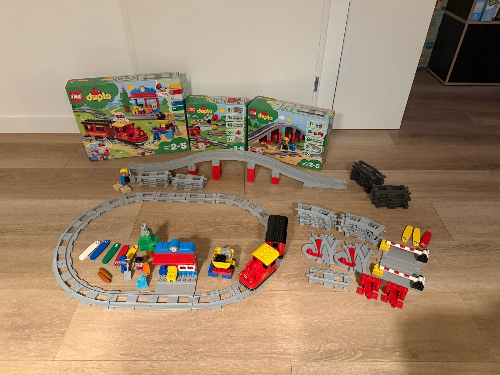 Lego Duplo Stoomtrein Set (10874, 10882, 10872) + Extra Rail, Ophalen, Gebruikt