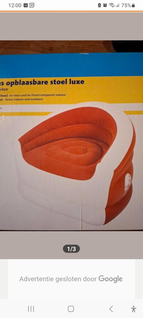 2 Opblaasbare lounge stoelen, Caravans en Kamperen, Ophalen, Campingstoel