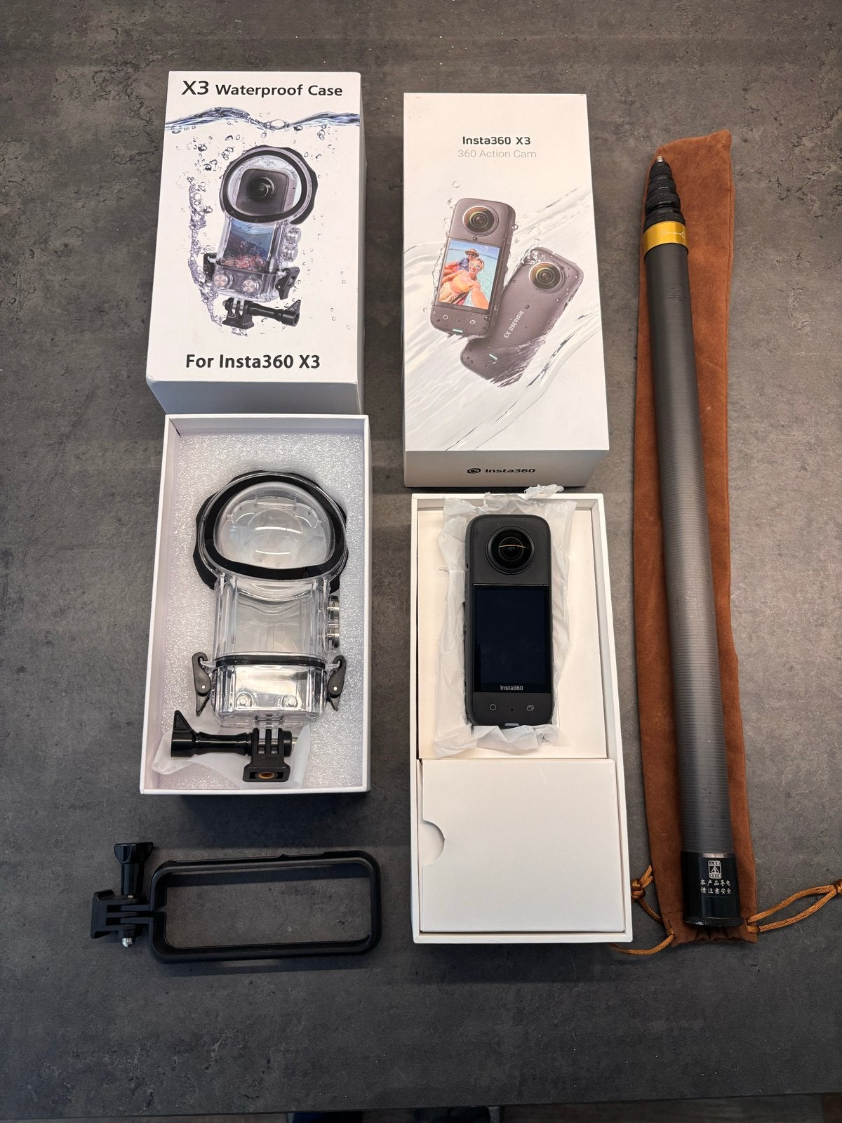 Insta360 X3 met waterdichte case en accessoires, Ophalen of Verzenden, Zo goed als nieuw, Overige merken