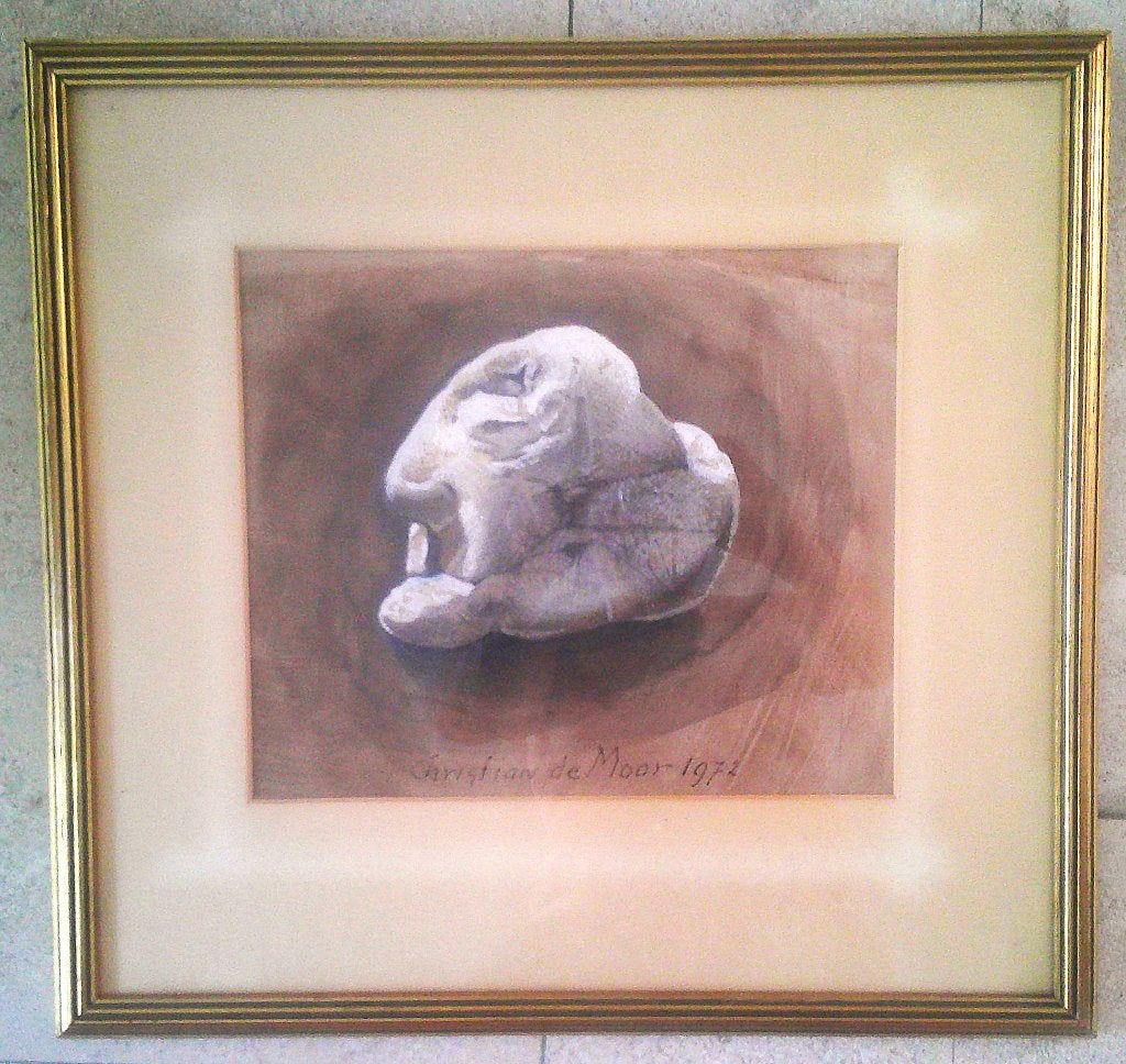 (Portret dier) in een steen 1972- Christian de Moor 1899-'81, Overige stijlen, Gedateerd, Dieren, Ophalen of Verzenden