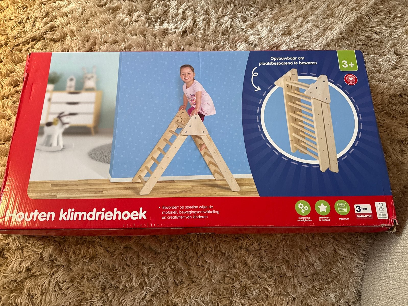 Houten klimdriehoek - Opvouwbaar & Plaatsbesparend, Kinderen en Baby's, Ophalen of Verzenden, Nieuw, Klimwand