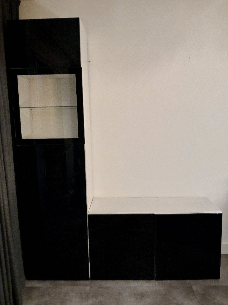 Tv meubel zwart glans, Ophalen, Besta, Gebruikt, 150 tot 200 cm