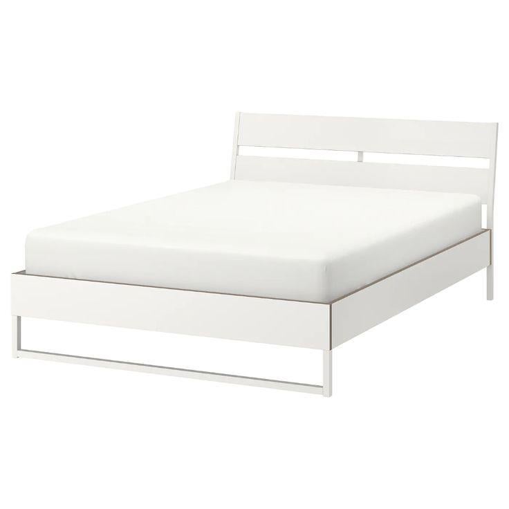 Ikea bedframe trysil 140x200 met lattenbodem, Ophalen, Gebruikt, Wit, Tweepersoons