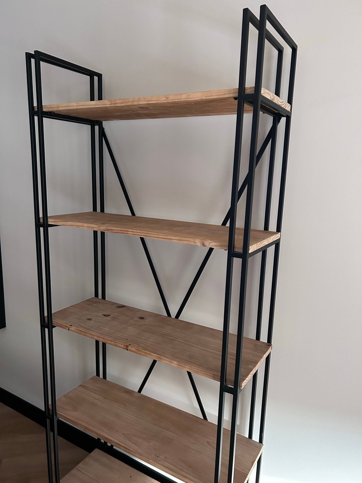 Open kast met houten planken en metalen frame, Met plank(en), Zo goed als nieuw, 150 tot 200 cm, 25 tot 50 cm