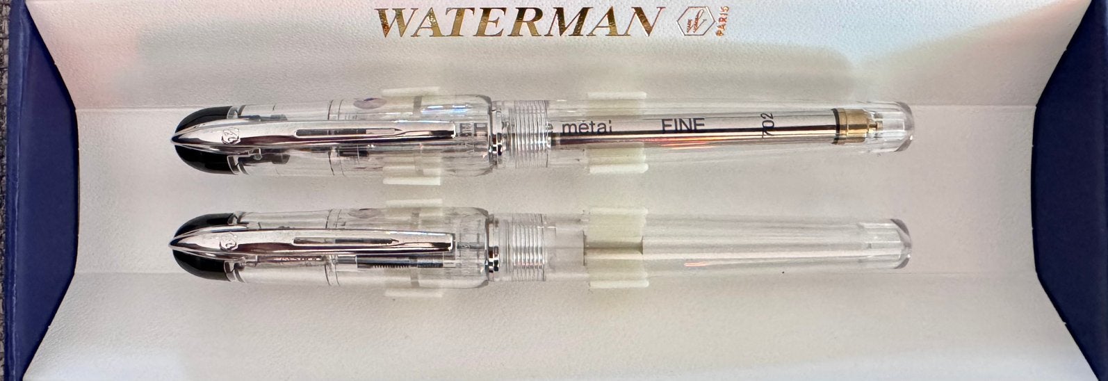 Waterman Transparant/ Demonstrator Pennenset (Vulpen+Balpen), Verzamelen, Nieuw, Ophalen of Verzenden, Met reclame, Vulpen