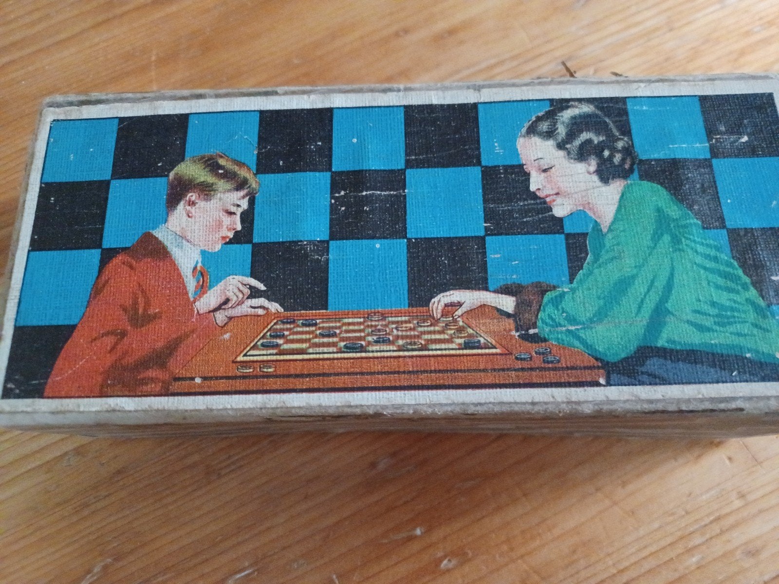 Vintage Damstenen in originele  Doos, Hobby en Vrije tijd, Een of twee spelers, Ophalen of Verzenden