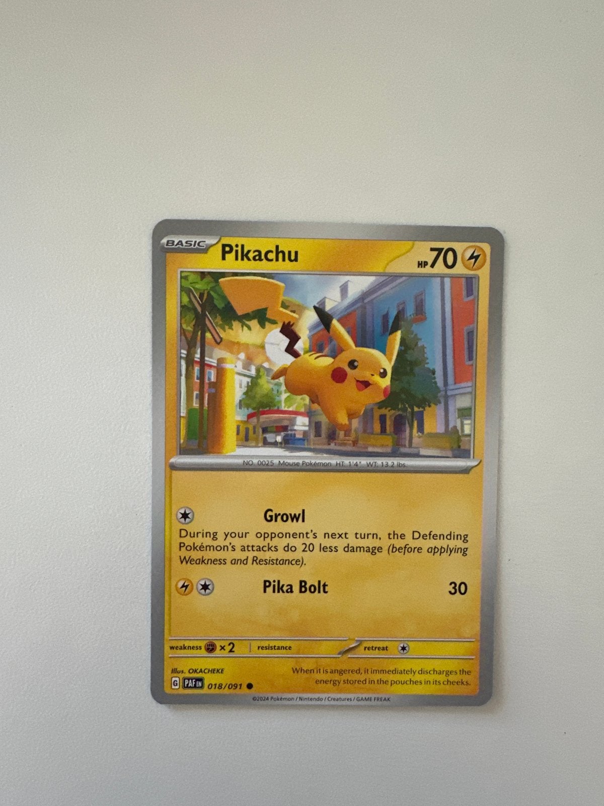 Pikachu Pokémon Kaart - Basic HP 70 - 018/091, Ophalen of Verzenden, Zo goed als nieuw, Losse kaart
