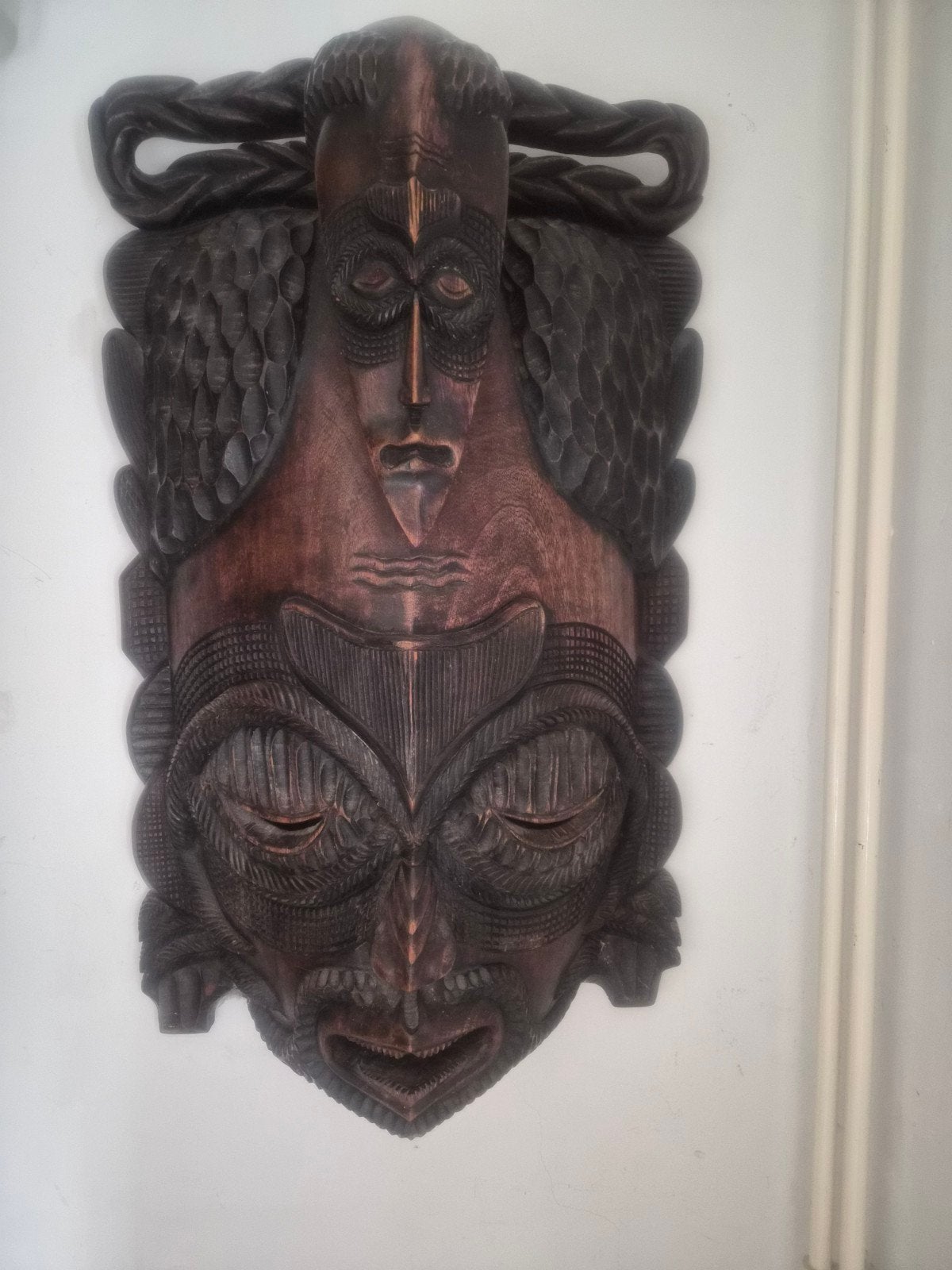 Uniek handgesneden houten masker, Afrikaanse kunst, Ophalen