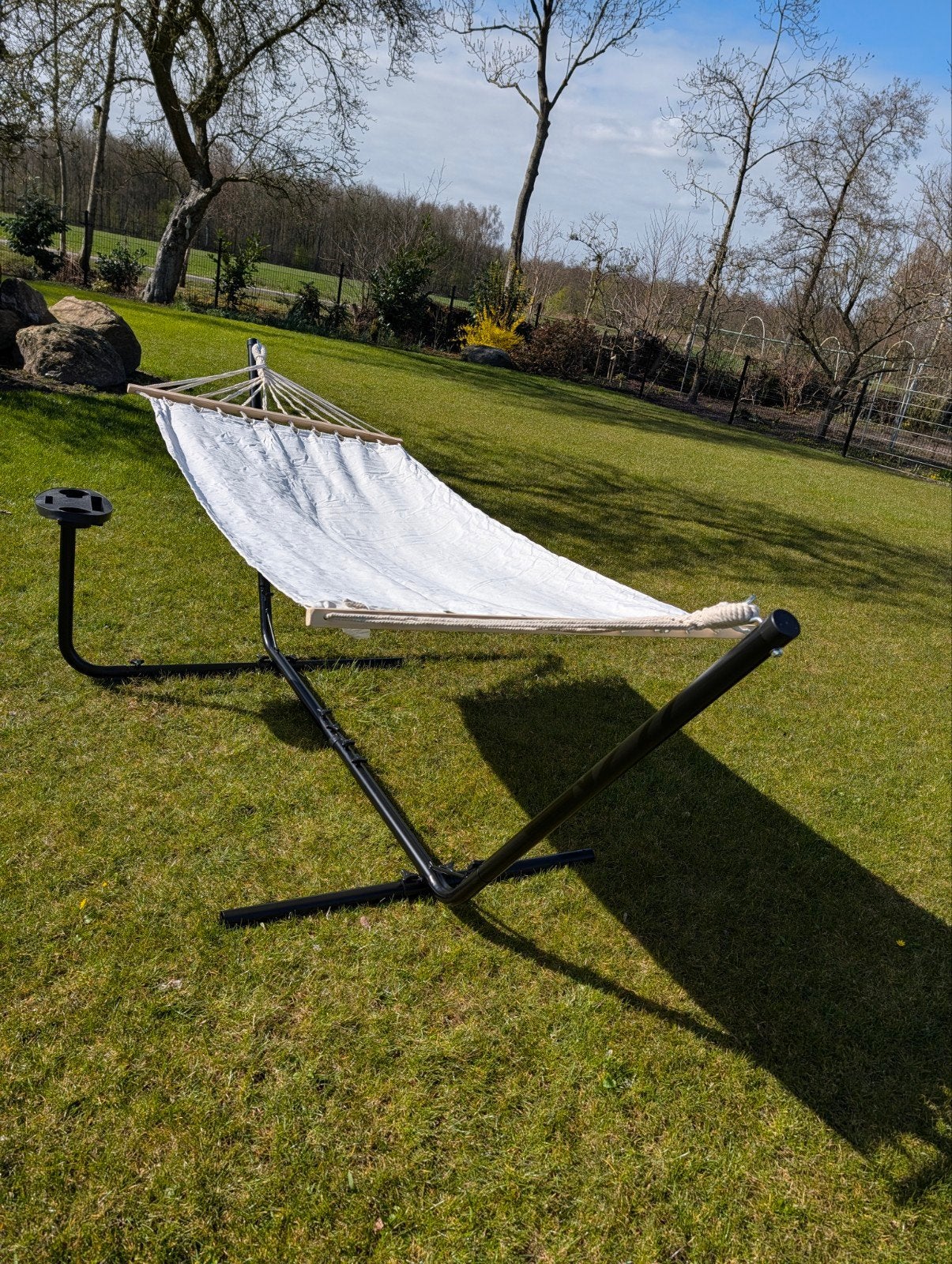 zwarte hangmatstandaard met handige bekerhouder vita 5, Tuin en Terras, Ophalen, Nieuw