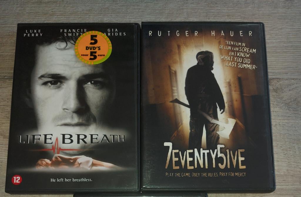 Horror DVD's: Life Breath (Luke Perry) & 7eventy5ive (Rutger, Vanaf 16 jaar, Ophalen of Verzenden, Gebruikt, Overige genres