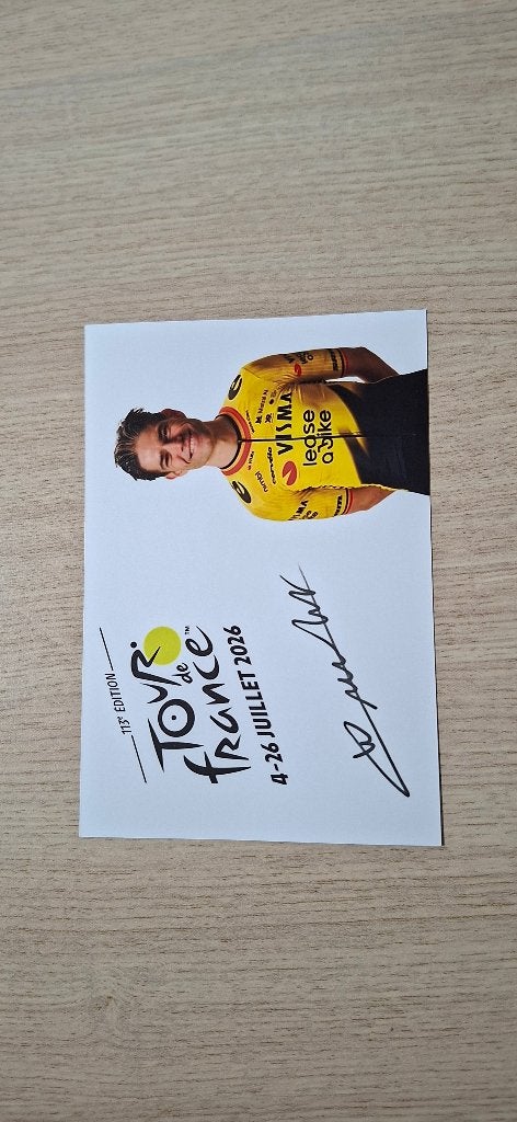 Wout van Aert - Visma Tour # Foto met handtekening (print), Ophalen of Verzenden, Nieuw, Overige sporten, Overige typen