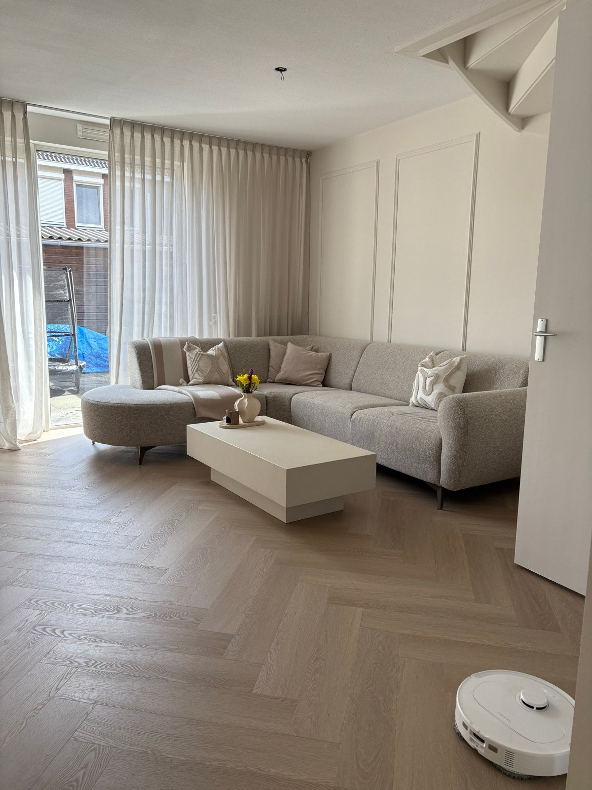 Inbetween gordijnen beige/creme, Ophalen, Zo goed als nieuw, Crème, 200 cm of meer