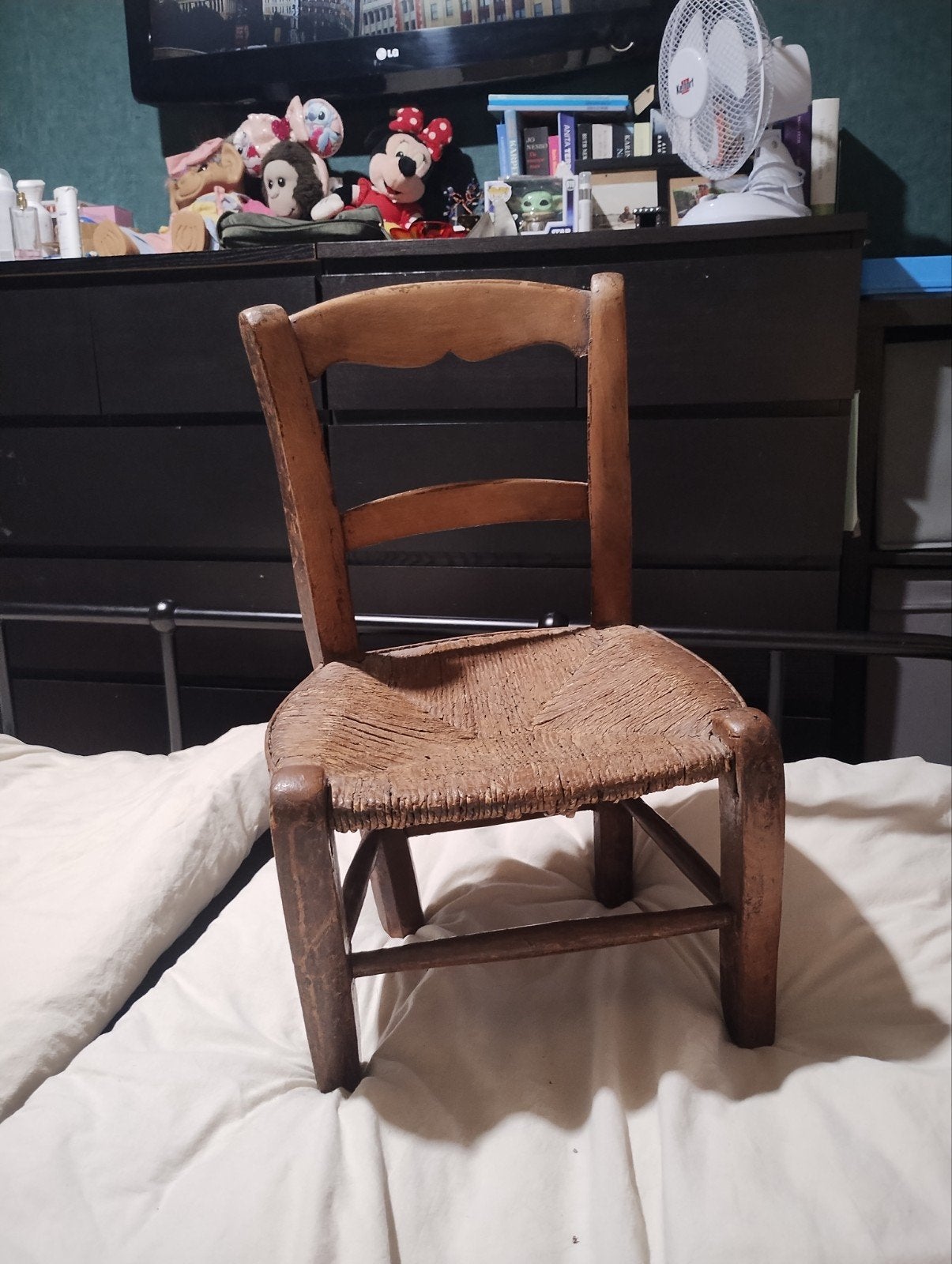 Vintage kinderstoel met rieten zitting - opknapper, Ophalen of Verzenden, Gebruikt, Overige typen