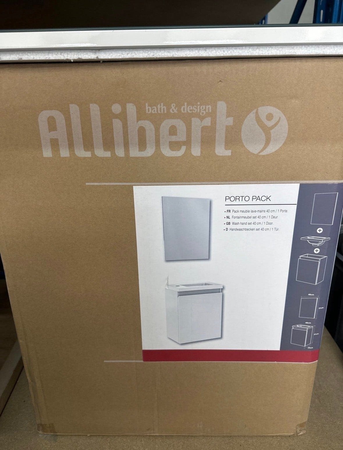 Allibert Porto Pack Fonteinmeubel 40 cm met Spiegel, Minder dan 50 cm, 100 tot 150 cm, Nieuw, Ophalen of Verzenden