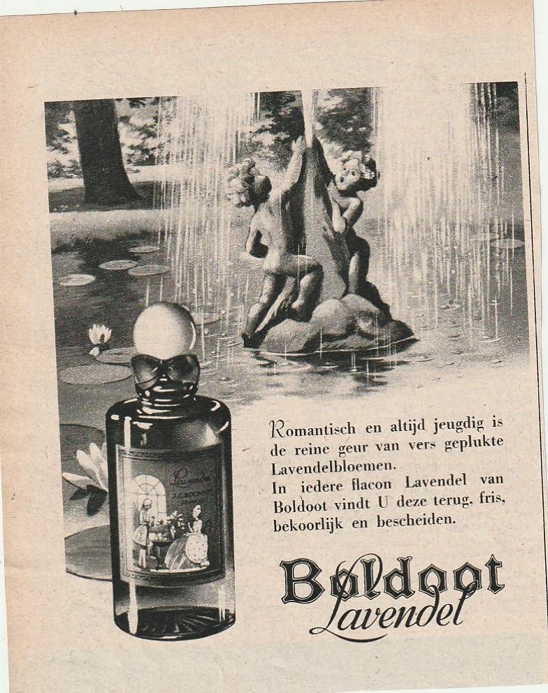 Retro reclame 1949 Boldoot Lavendel parfum altijd jeugdig, Verzenden, Overige typen