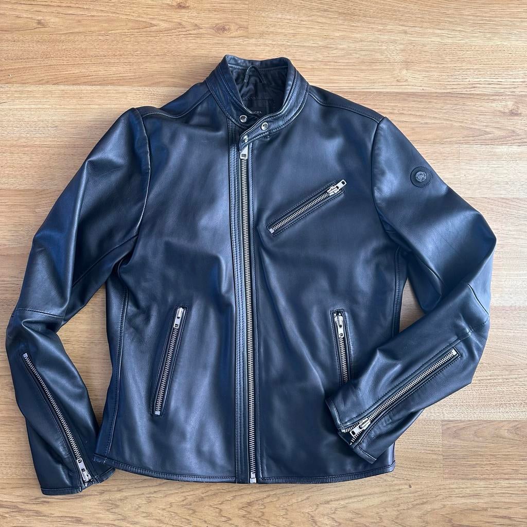 Diesel leren jas zwart – 100% schapenleer – M/L – topstaat, Ophalen of Verzenden, Zo goed als nieuw, Maat 52/54 (L), Zwart