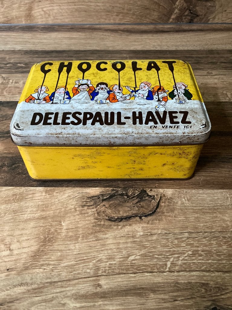 Brocante Delespaul-Havez Chocolade Blik (jaren '60), Antiek en Kunst, Ophalen of Verzenden