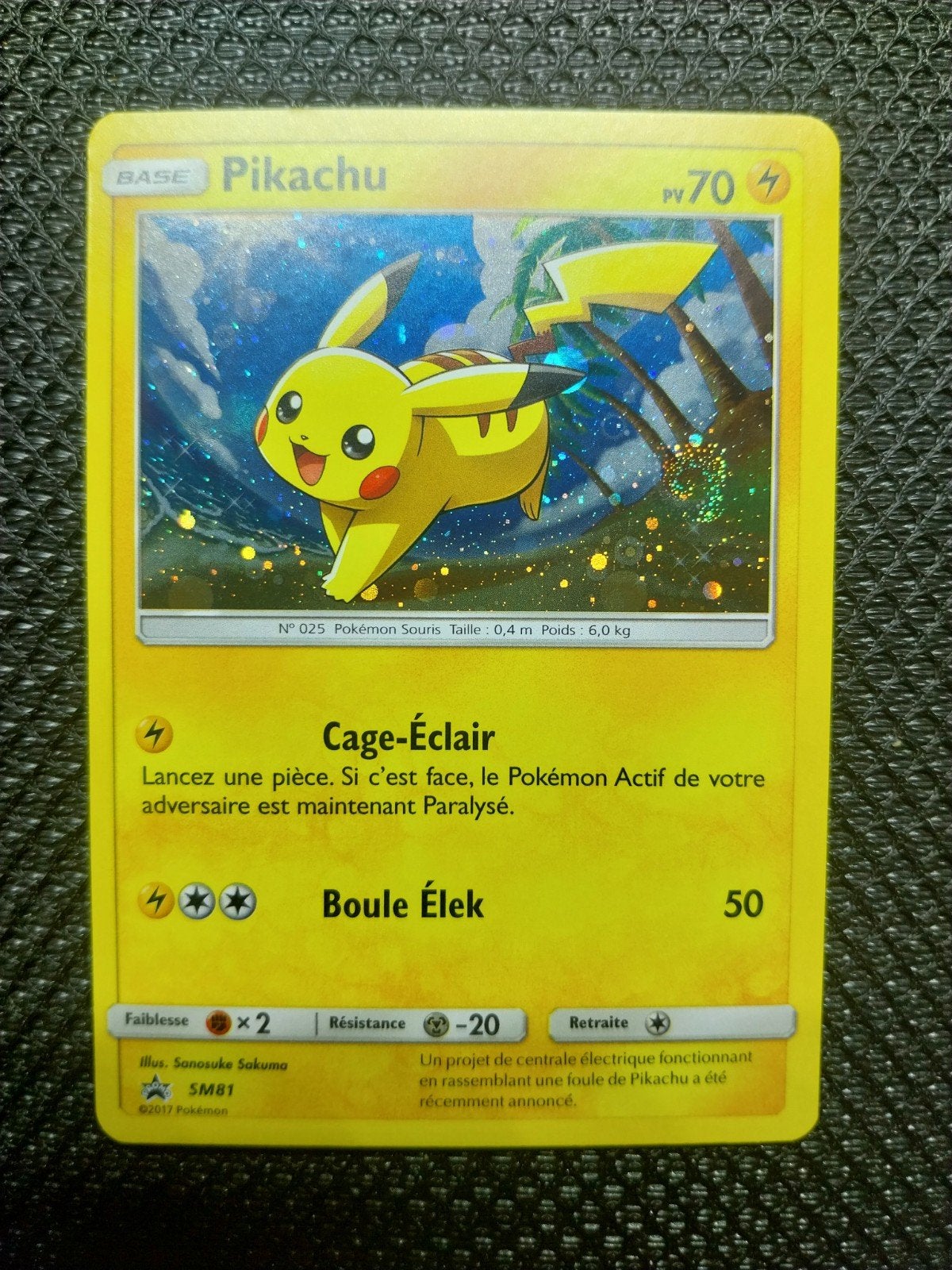 Pikachu sm81 pv, Ophalen of Verzenden, Zo goed als nieuw, Losse kaart, Foil