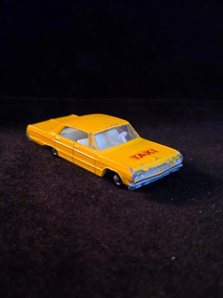 Lesney Matchbox nr 20, Chevrolet Impala Taxi, geel, BPW, Ophalen of Verzenden, Gebruikt, Auto, Lesney
