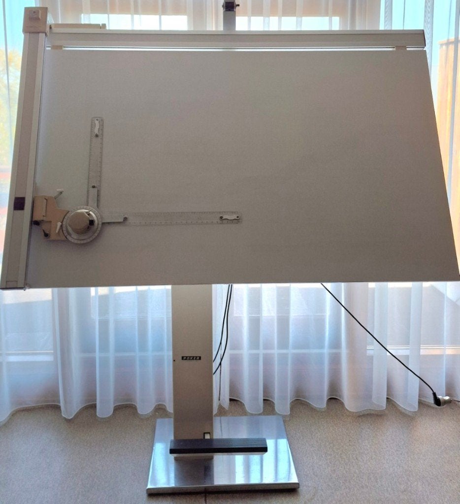 Tekentafel 100x170 met 2 hoge tekentafelstoelen ., Ophalen, Gebruikt, 170 cm of meer