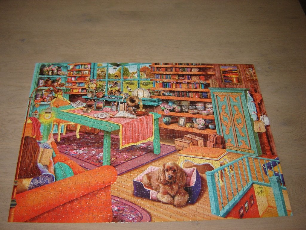 Puzzel Huadada WINDOW CAT 1000 st., Ophalen of Verzenden, 500 t/m 1500 stukjes, Zo goed als nieuw, Legpuzzel