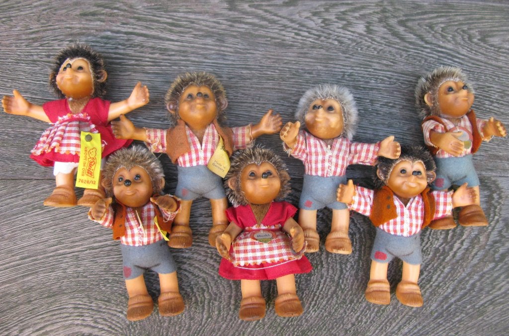 7 STEIFF EGELTJES MUCKI + MACKI  1960, Ophalen of Verzenden