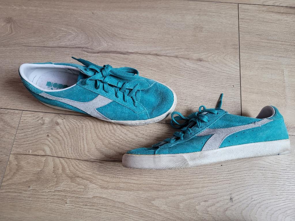 DIADORA turquoise suède sneakers maat 44 ~ PB1400, Blauw, Ophalen of Verzenden, Sneakers of Gympen, Gedragen