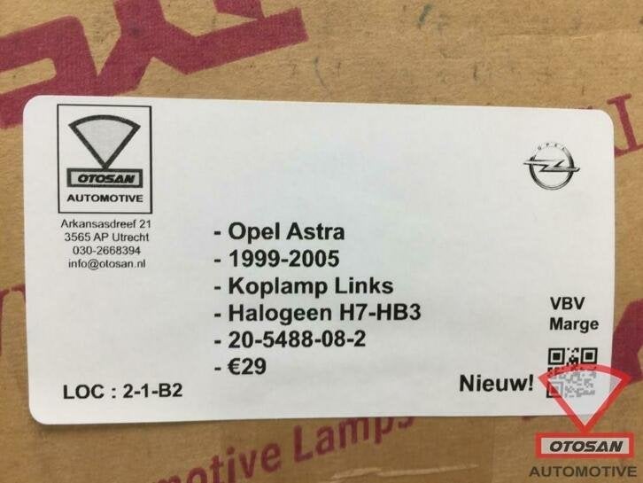 opel astra 1999 2005 koplamp links h7 hb3 halogeen nieuw! 20, Auto-onderdelen, Verlichting, Ophalen of Verzenden, Kontakt@opel-infoservice.de
