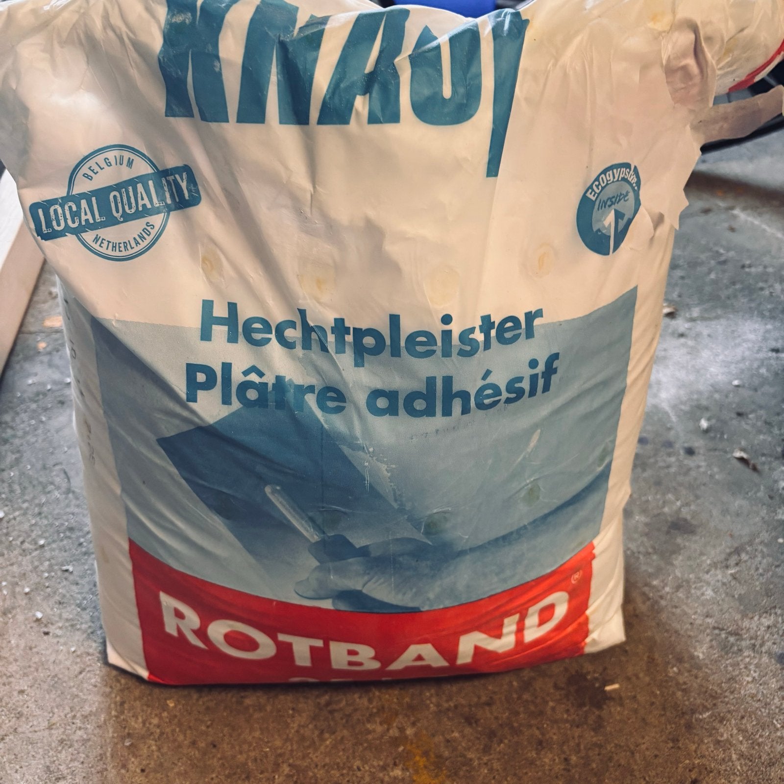 Geopend zak Knauf Rotband Hechtpleister - ca. 20KG, Ophalen, Gebruikt, Overige materialen, Overige typen