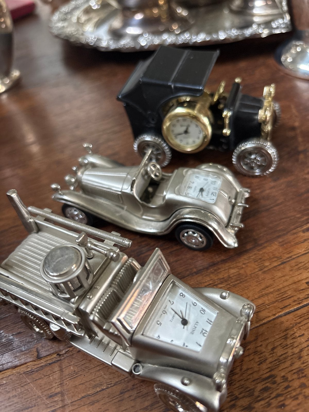 Set van 3 Vintage Auto Klokken - Decoratieve Miniatuur, Antiek en Kunst, Ophalen of Verzenden