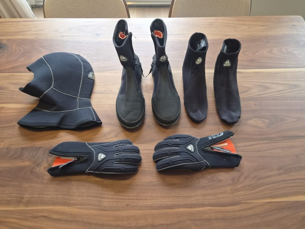 Waterproof duiklaarsjes, kap, handschoenen & sokjes 40eu p/s, Ophalen of Verzenden, Gebruikt, Overige typen