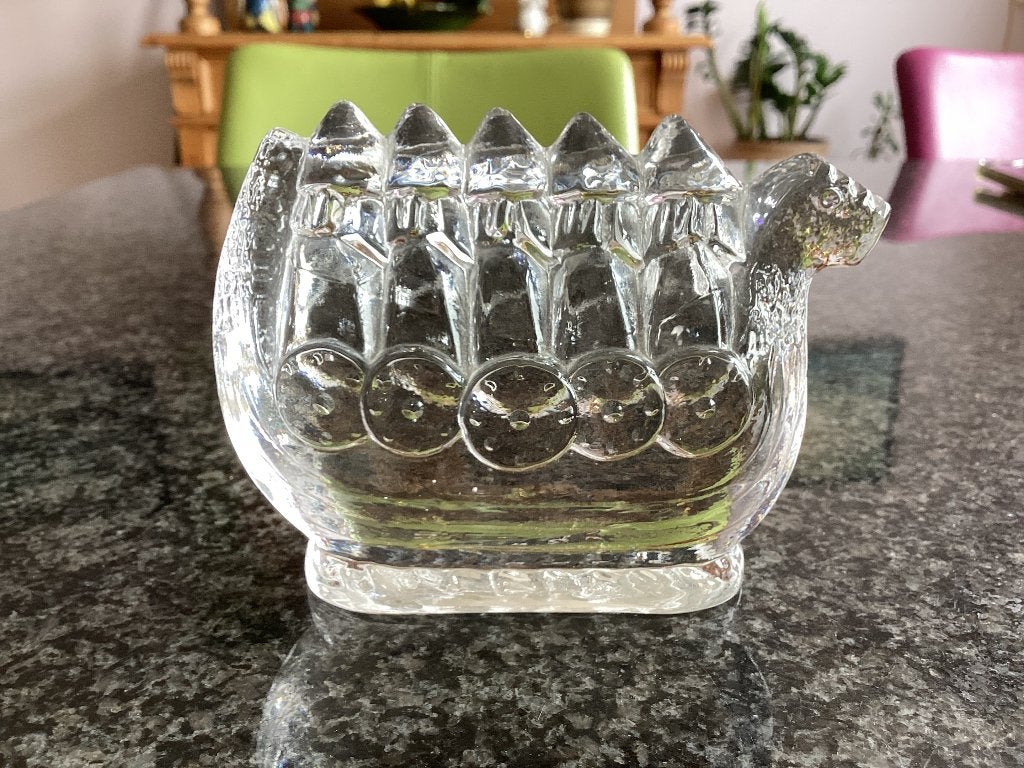 Glaskunst, vikingschip, Pukeberg Lindshammar, vintage, Antiek en Kunst, Antiek | Glas en Kristal, Ophalen
