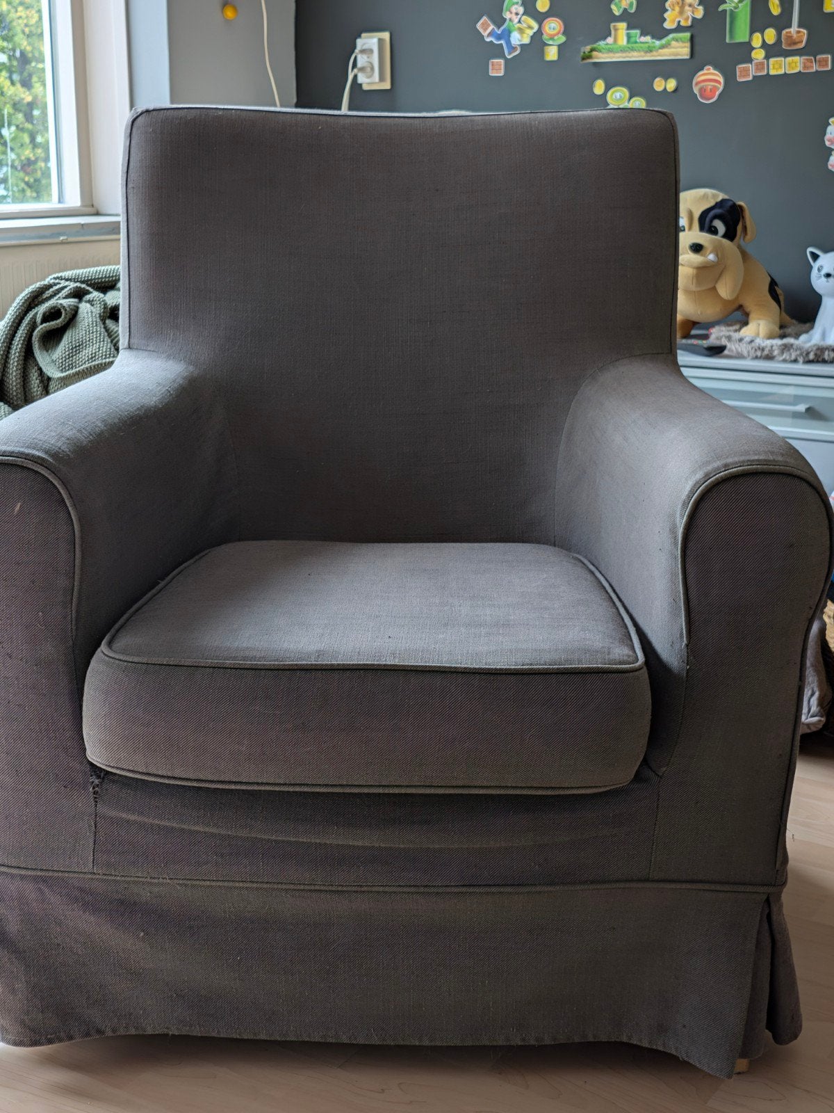 Comfortabele grijze fauteuil - Ikea Jennylund, Ophalen, Gebruikt, Klassiek, Comfortabel, 75 tot 100 cm