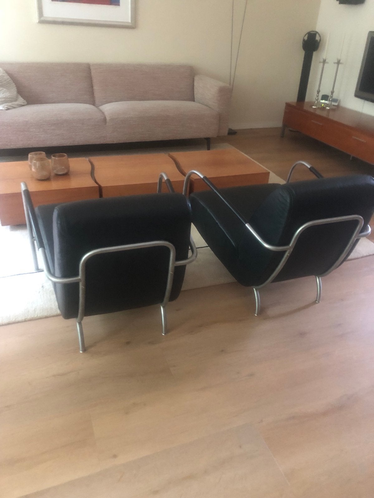 2 Harvink fauteuils zwart leer met chroom - perfecte staat, Ophalen, Zo goed als nieuw, Leer